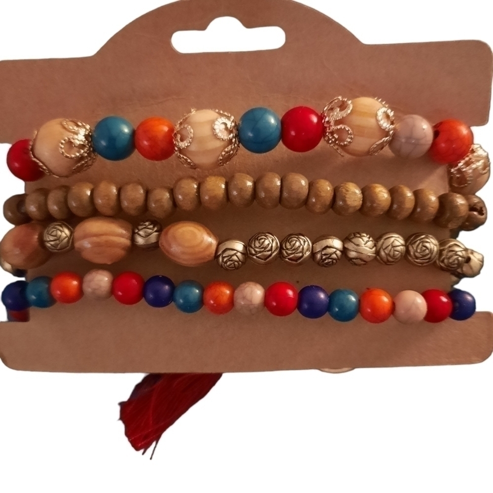 Boho 4 Strand Beaded Braclet Tree of Life - Picture 3 of 5